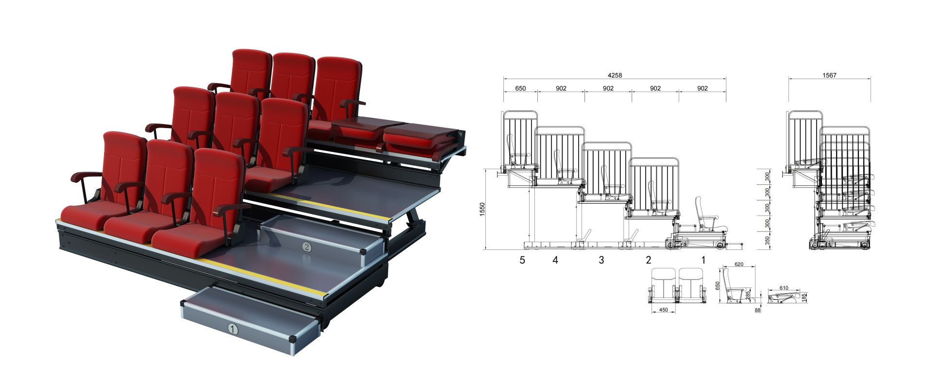 舒克前置伸缩看台